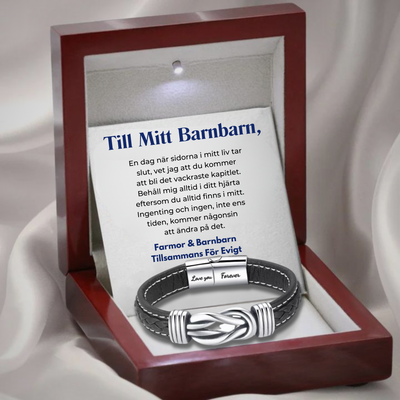 Till Mitt Barnbarn - För Alltid Förbundna - Oändlighet Läderarmband