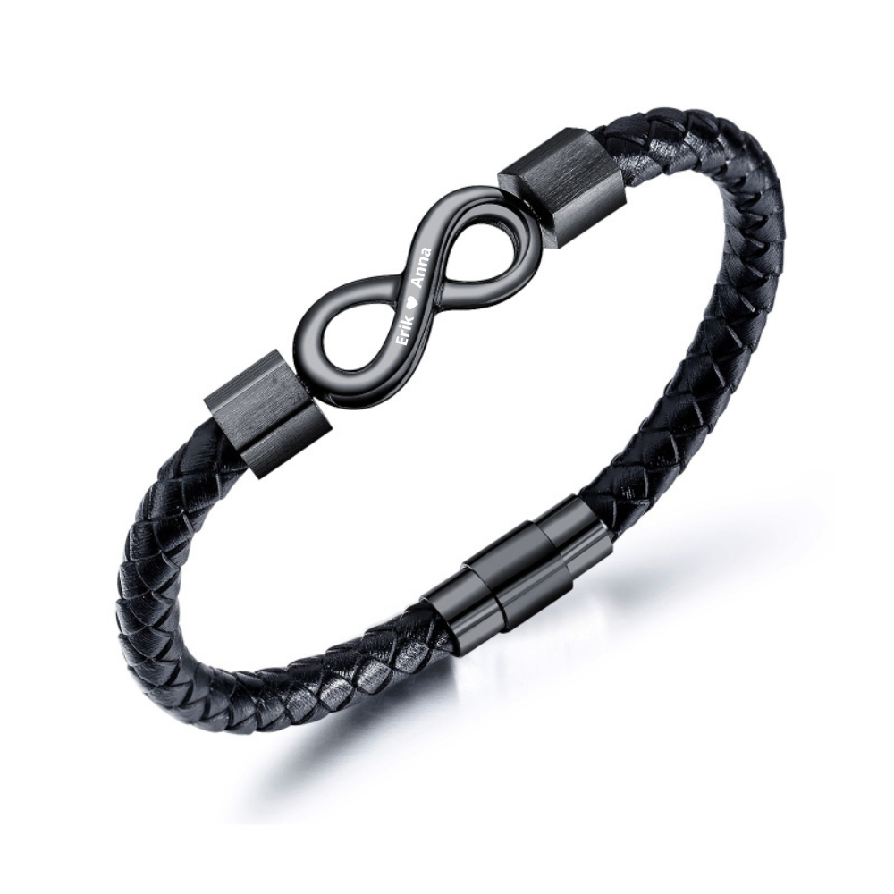 Till Min Man - Personlig Läder Infinity Armband