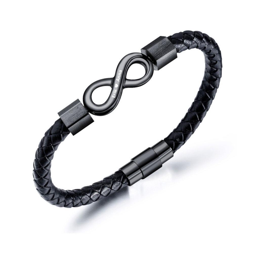 Till Min Man - Jag Älskar Dig För Alltid - Personligt Infinity-Armband I Läder