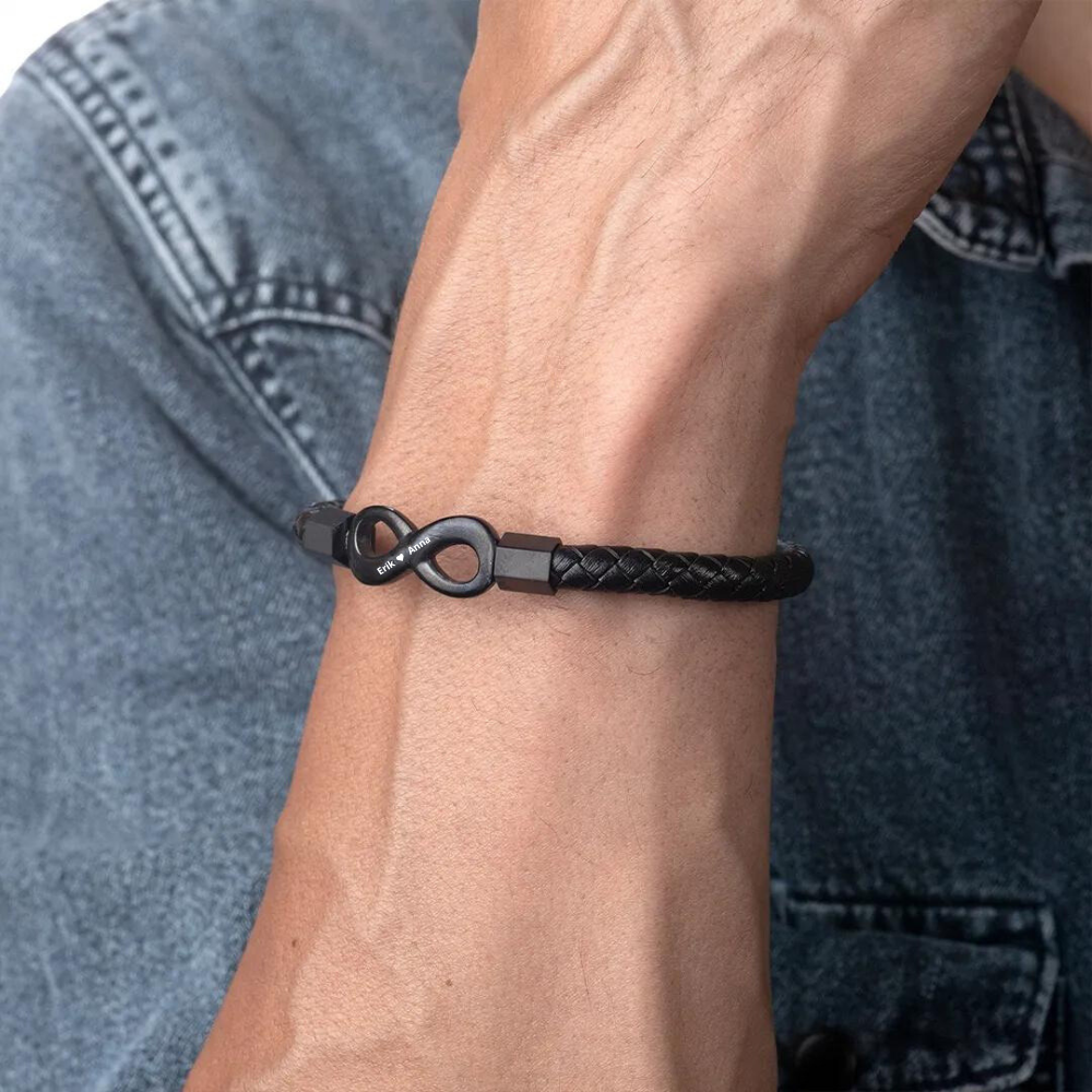 Till Min Man - Jag Älskar Dig För Alltid - Personligt Infinity-Armband I Läder