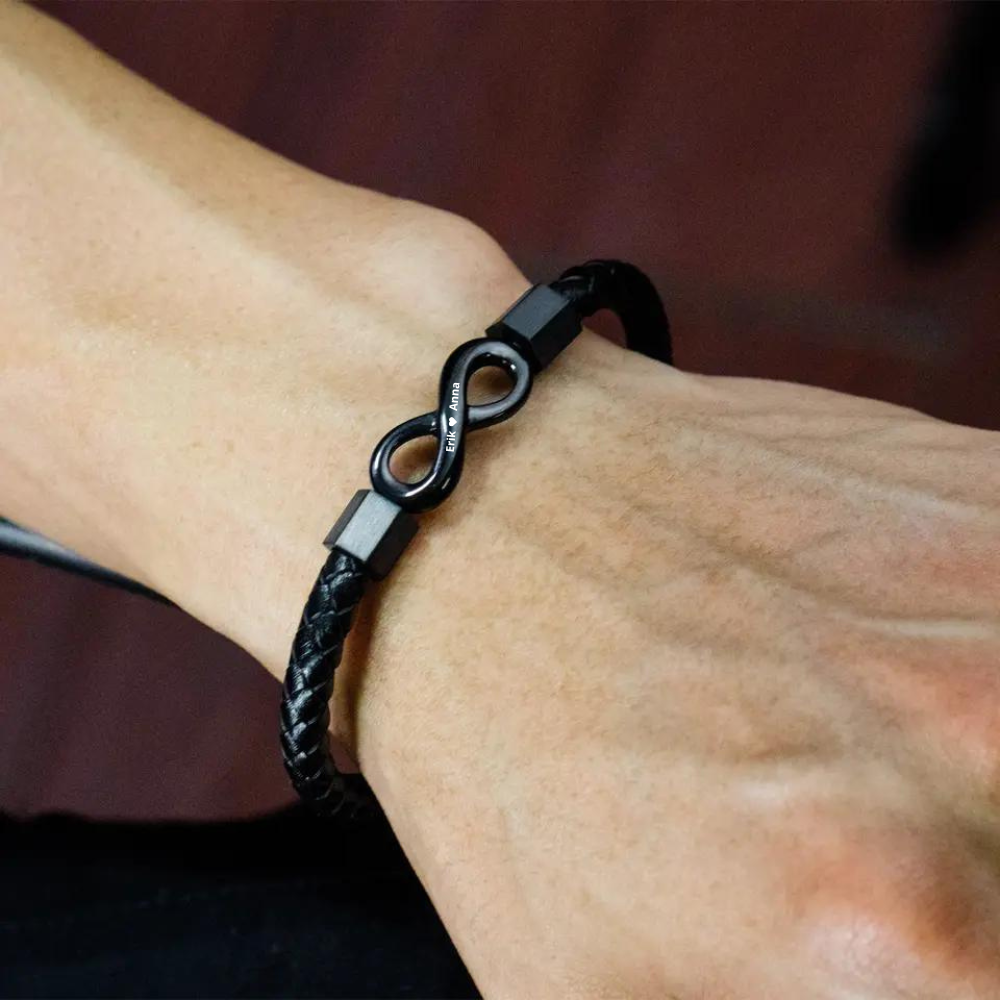 Till Min Man - Jag Älskar Dig För Alltid - Personligt Infinity-Armband I Läder