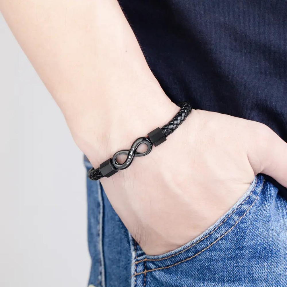 Till Min Man - Jag Älskar Dig För Alltid - Personligt Infinity-Armband I Läder