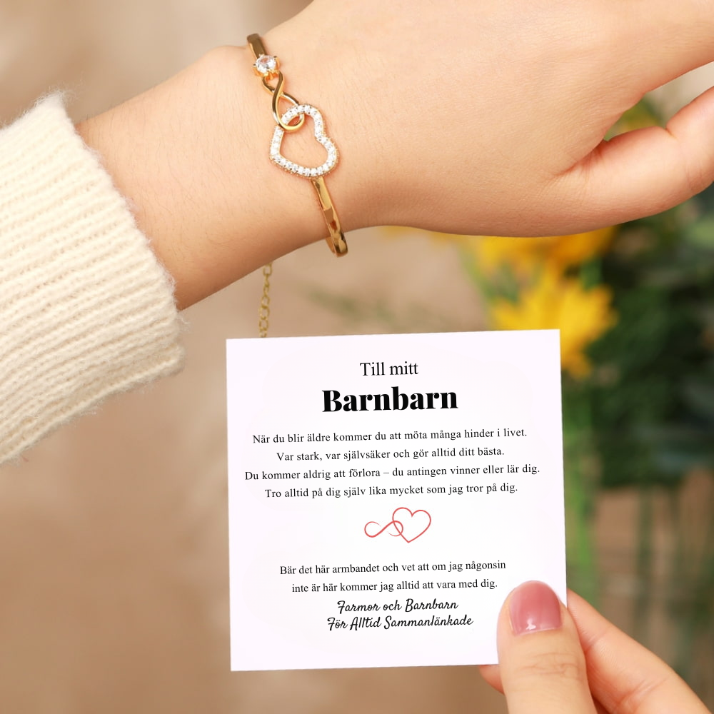 Till Mitt Barnbarn  – För Alltid Sammanlänkade – Infinity Hjärta Armband