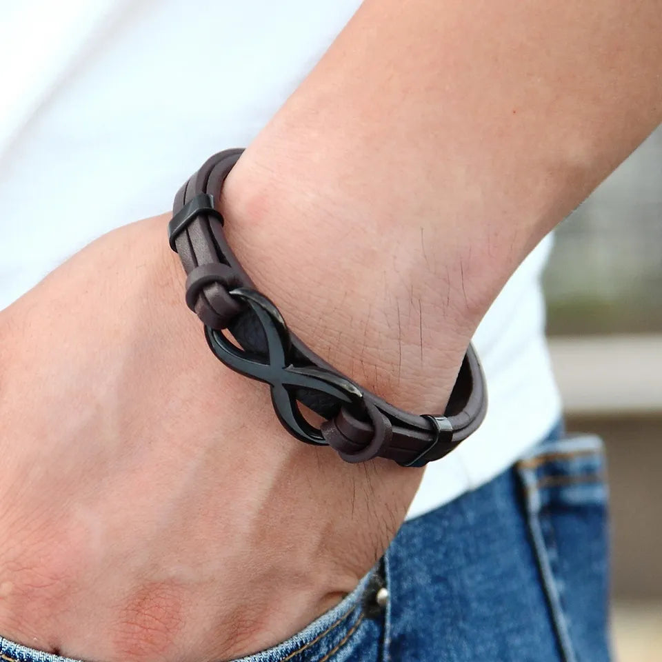 Till Min Man - Jag Älskar Dig; För Alltid - Infinity Läderarmband