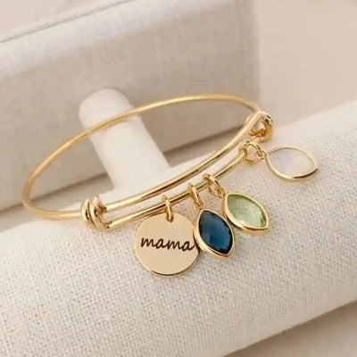 Personligt Armband med Graverat Namn och Födelsesten för Mamma