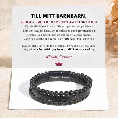 Till Mitt Barnbarn - Lugnande Lavastenarmband – Kärlek, Mormor eller Farmor