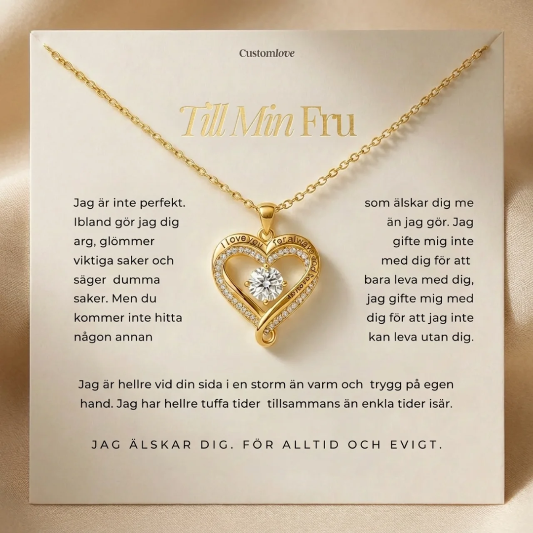 Till Min Fru – Graverat Dubbelhjärta Halsband