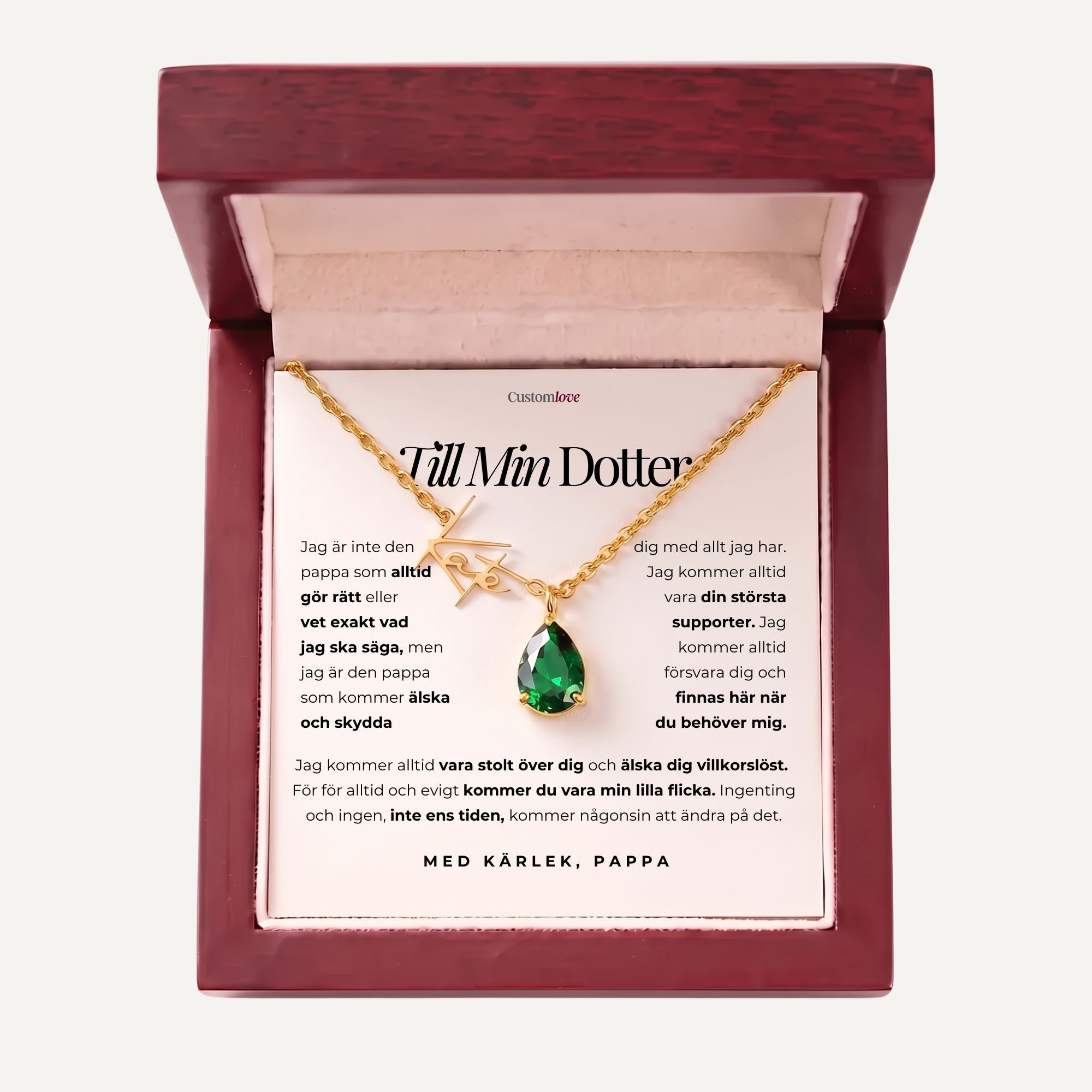 Till Min Dotter – Jag Är Stolt Över Dig – Signaturhalsband Med Födelsesten