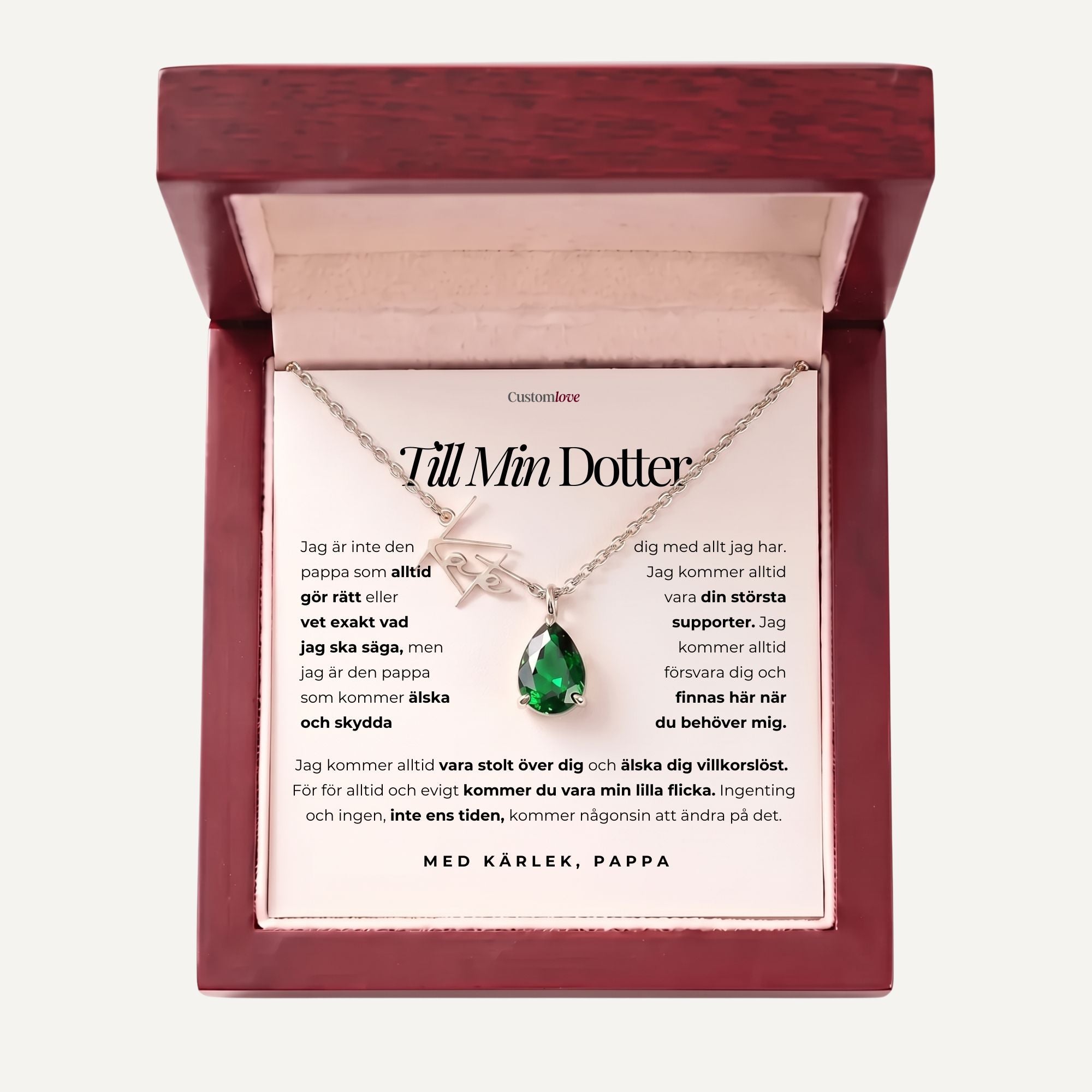Till Min Dotter – Jag Är Stolt Över Dig – Signaturhalsband Med Födelsesten