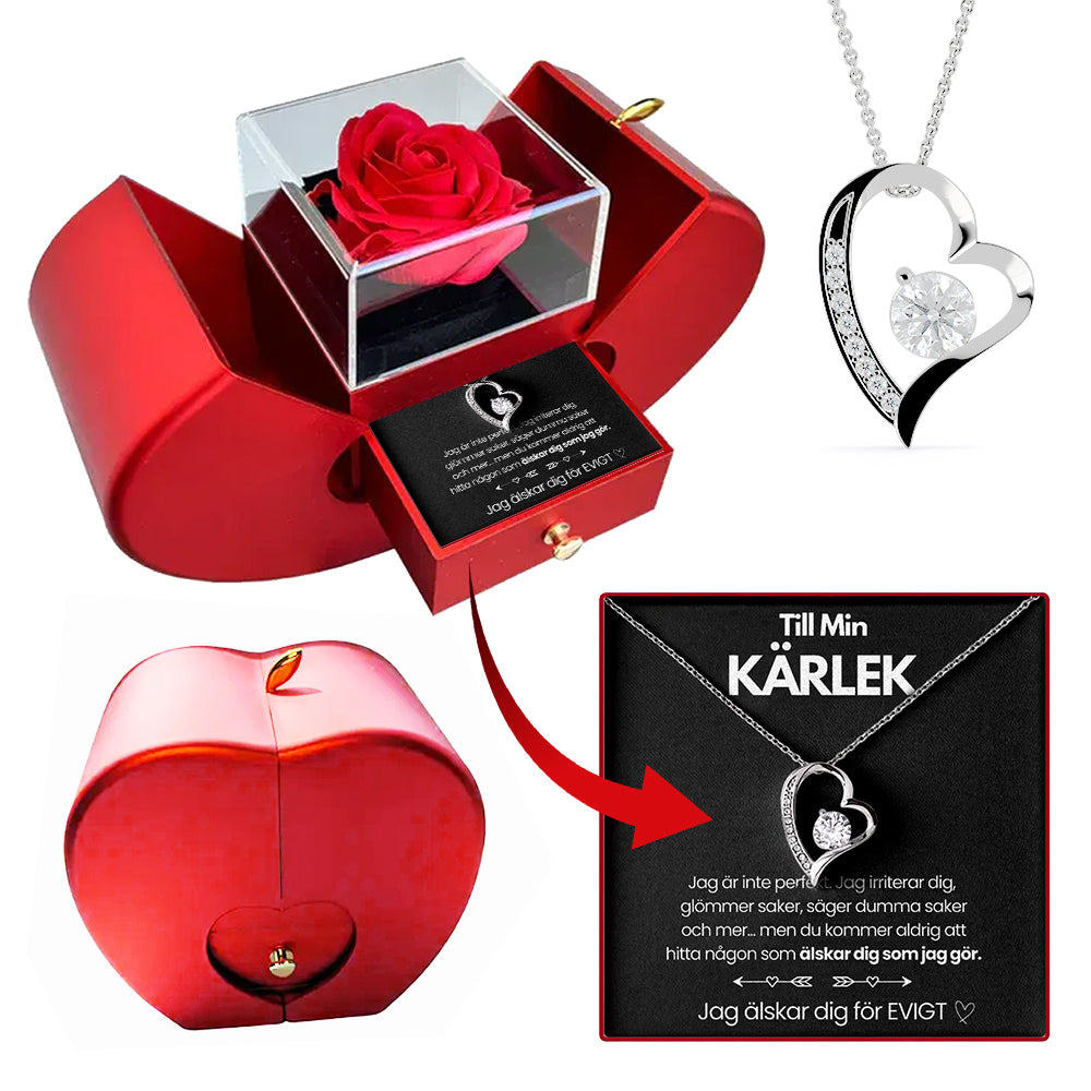 Eternal Rose Box - Med Forever Love-halsband Och Äkta Ros