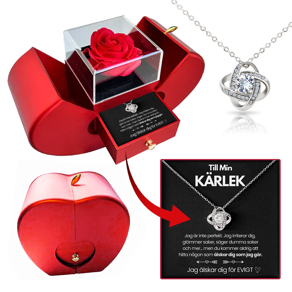 Eternal Rose Box - Med Kärlek Knut Halsband & Äkta Ros