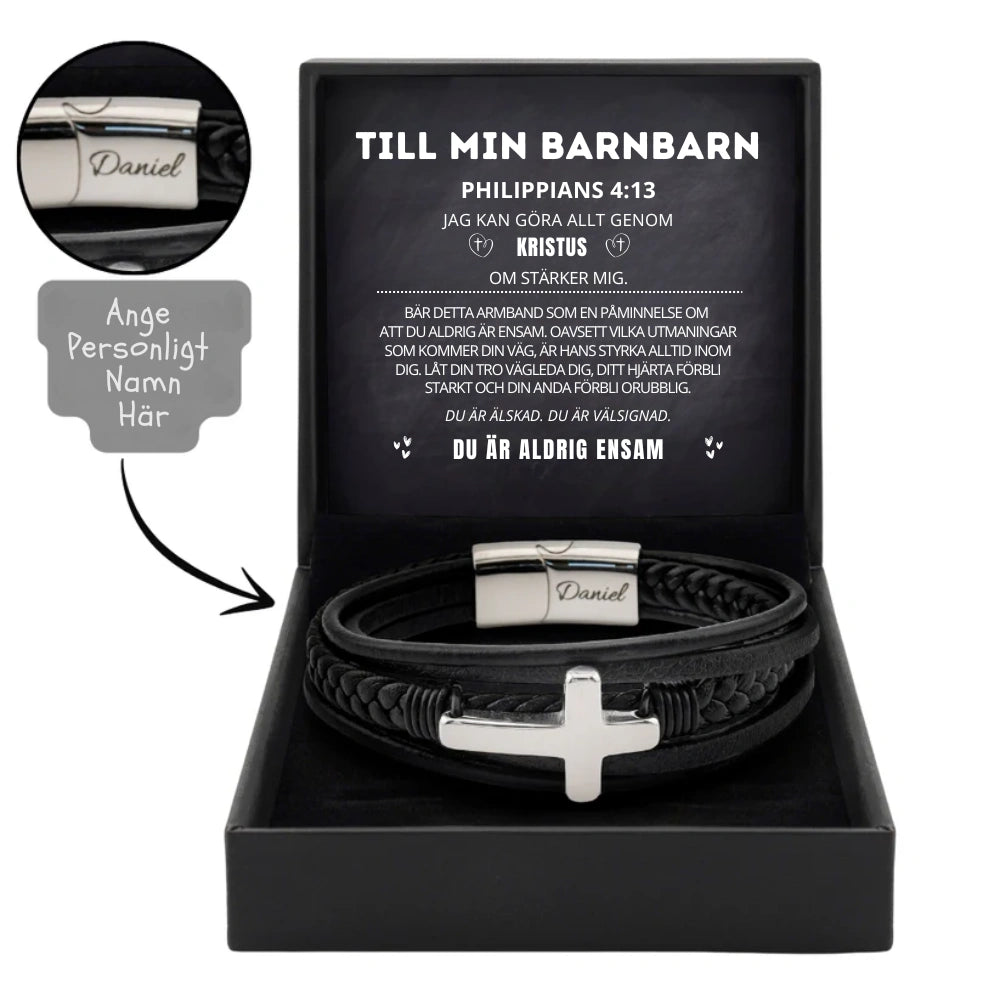 Till Min Barnbarn - Du Är Aldrig Ensam - Personlig Evig Beskydd Troarmband