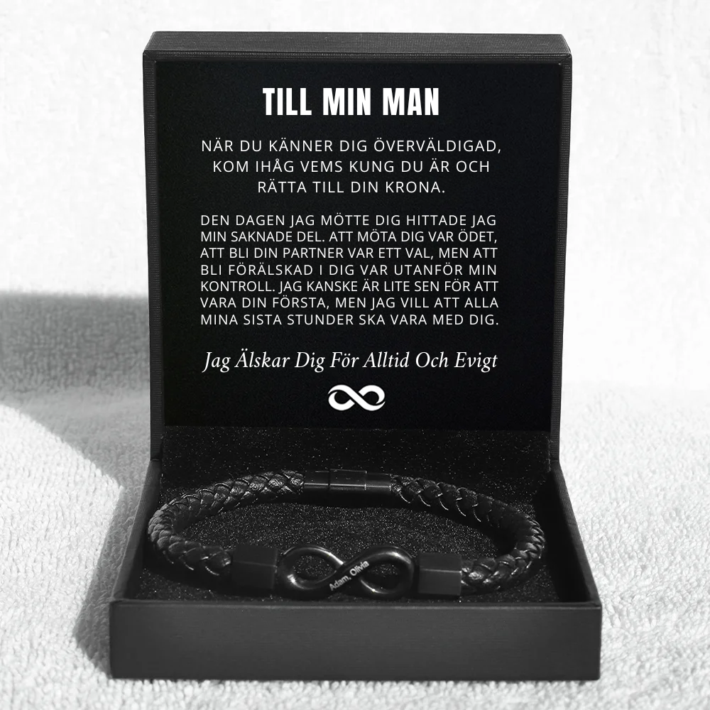 Till Min Man - Personligt Infinity-Läderarmband