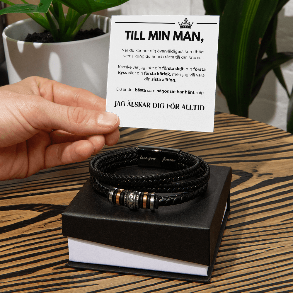 Till Min Man – Jag Älskar Dig För Alltid - Läderarmband