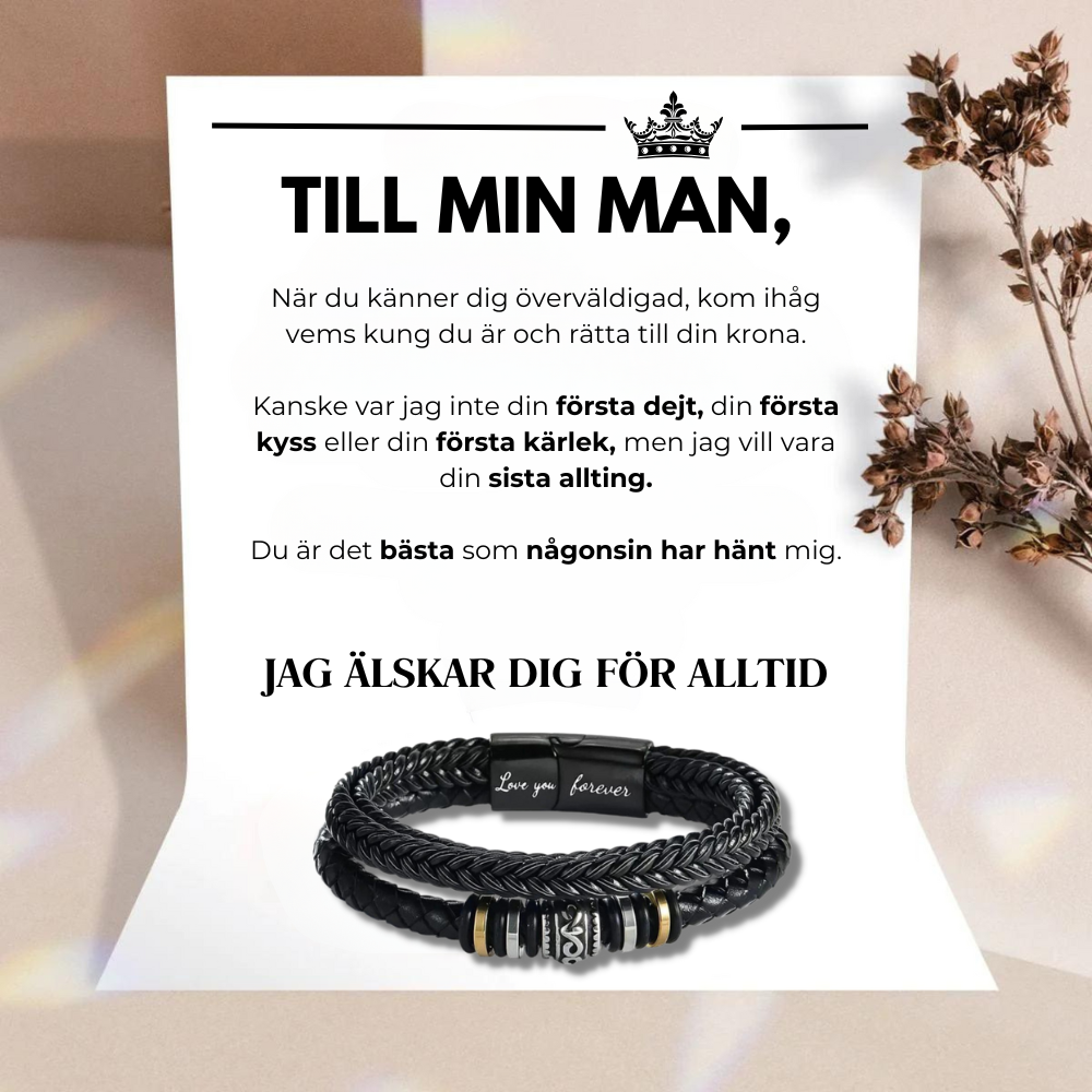 Till Min Man – Jag Älskar Dig För Alltid - Läderarmband