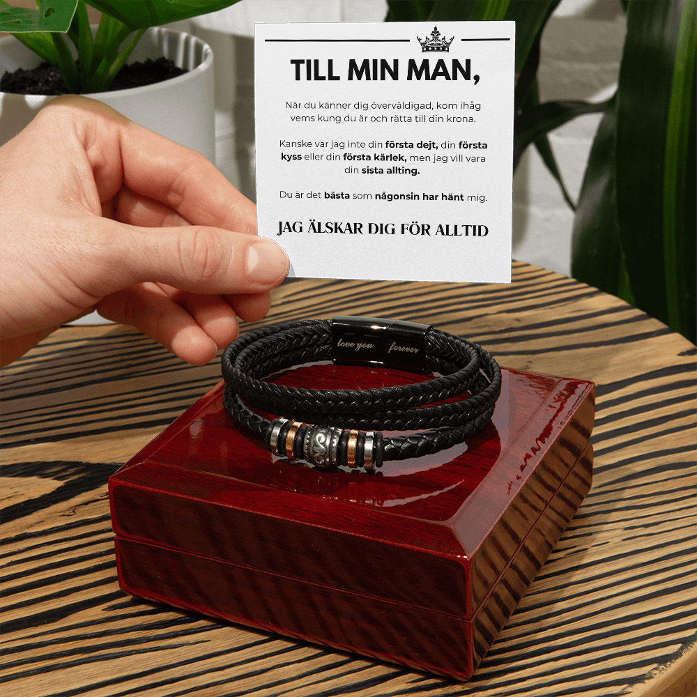 Till Min Man – Jag Älskar Dig För Alltid - Läderarmband