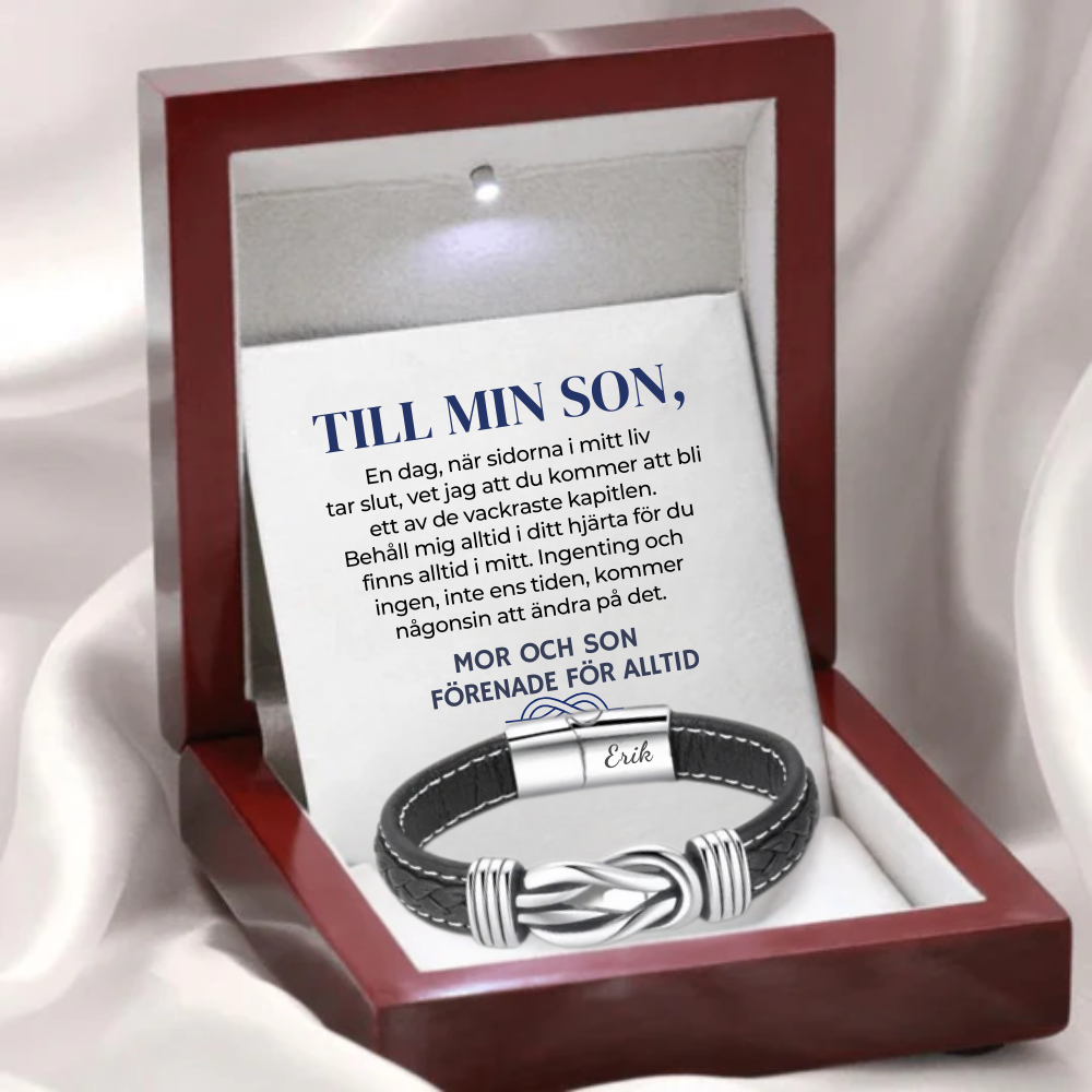 Till Min Son - Mor Och Son Förenade För Alltid - Personlig Infinity Armband