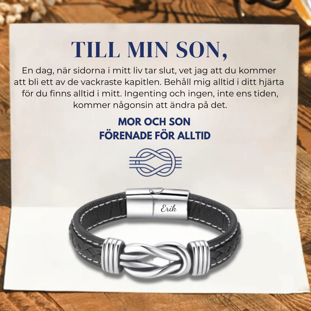 Till Min Son - Mor Och Son Förenade För Alltid - Personlig Infinity Armband