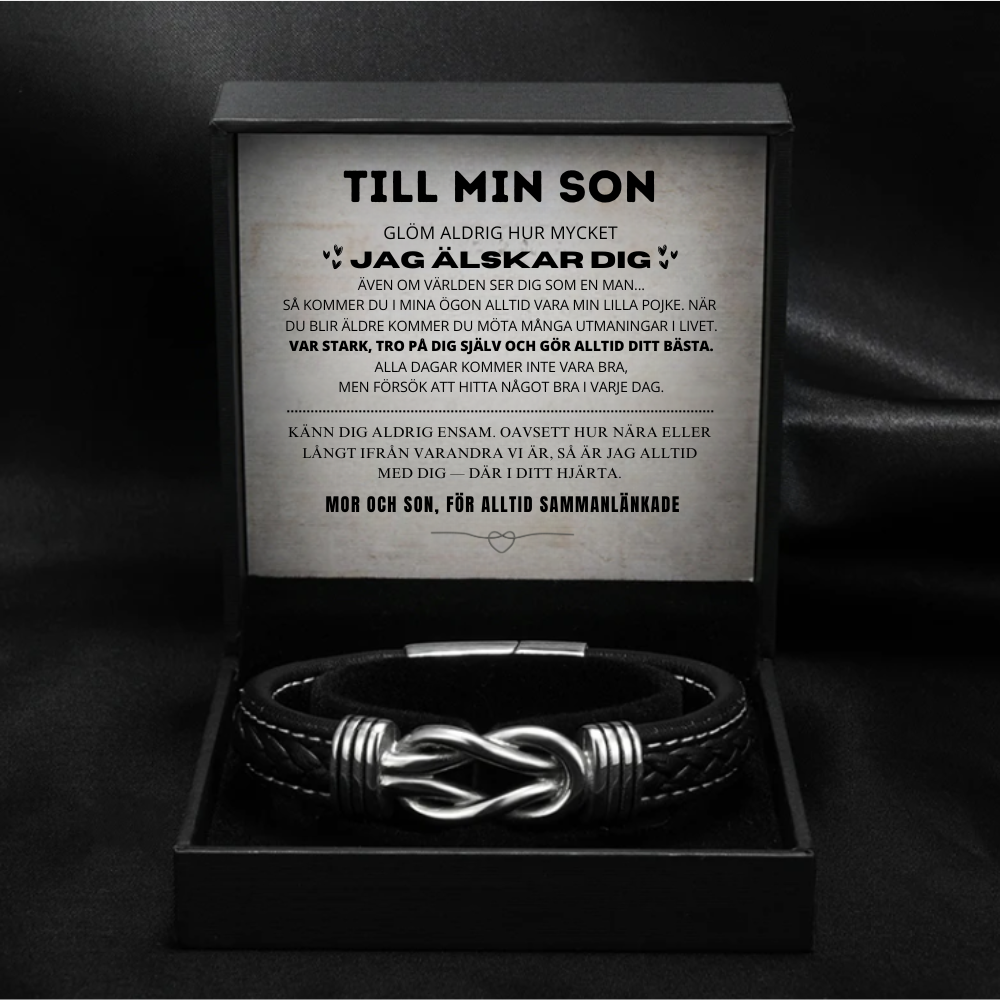 Till Min Son – Alltid Med Dig – Infinity Läderarmband