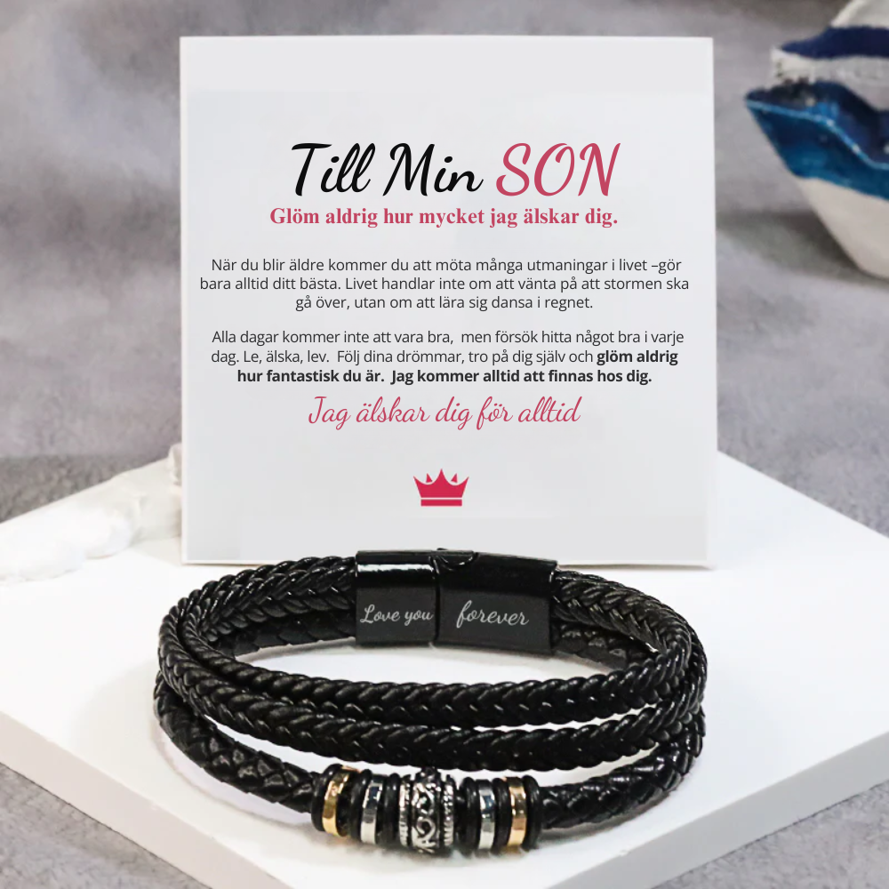 Till Min Son – Jag Kommer Alltid Vara Med Dig – Läderarmband