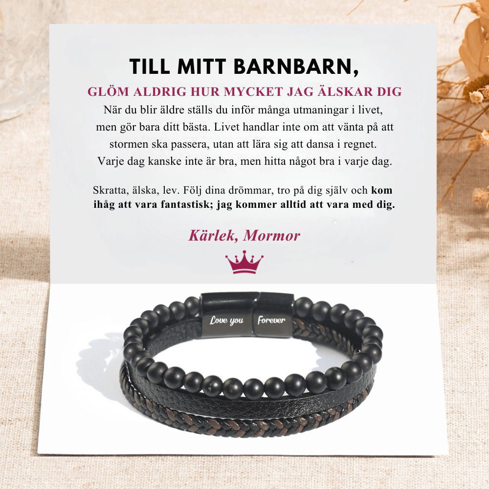 Till Mitt Barnbarn - Lugnande Lavastenarmband – Kärlek, Mormor eller Farmor
