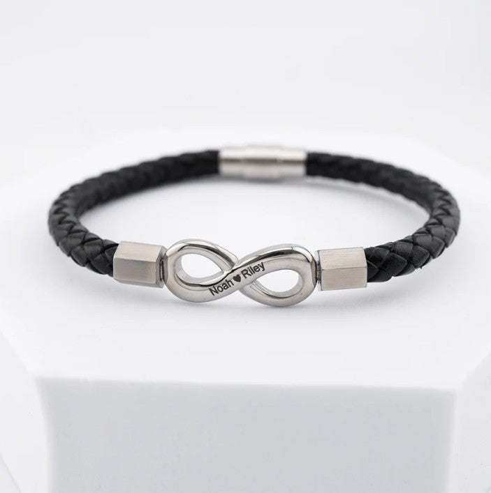 Till Min Man - Personligt Infinity-Läderarmband