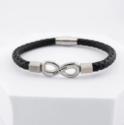 Till Min Man - Personligt Infinity-Läderarmband