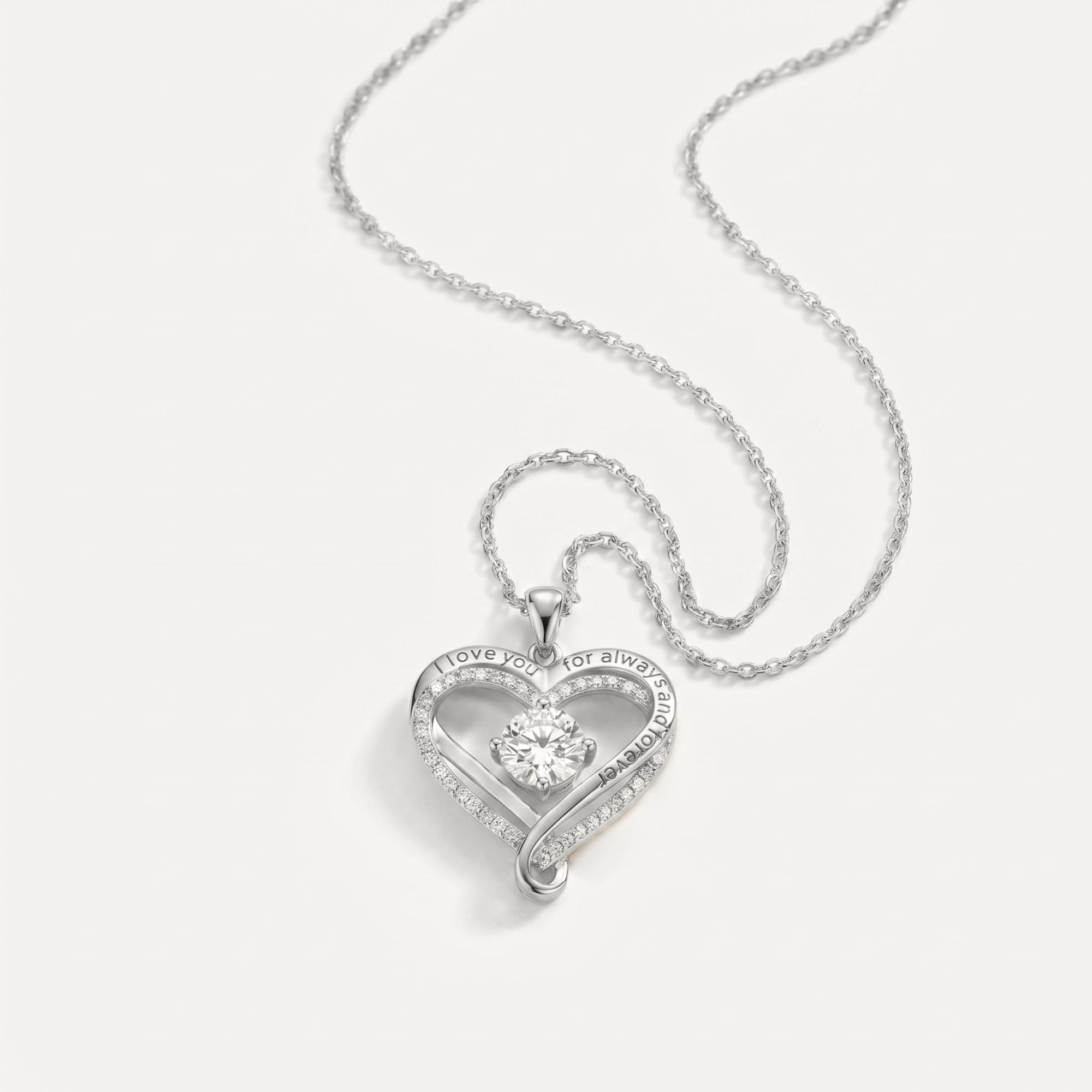 Till Min Fru – Graverat Dubbelhjärta Halsband