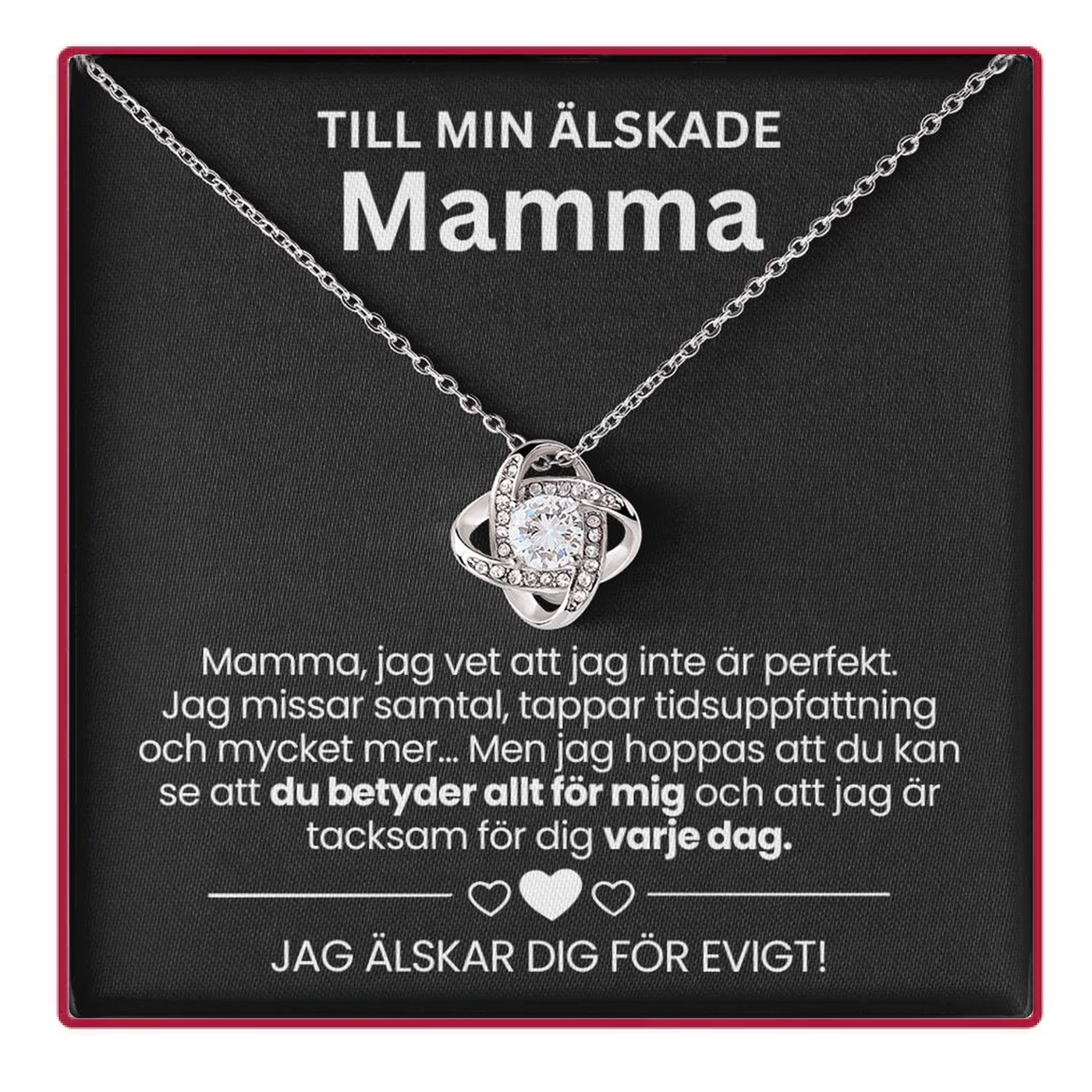 Till Min Mamma - Evig Rosbox - Med Love Knot Halsband & Äkta Ros