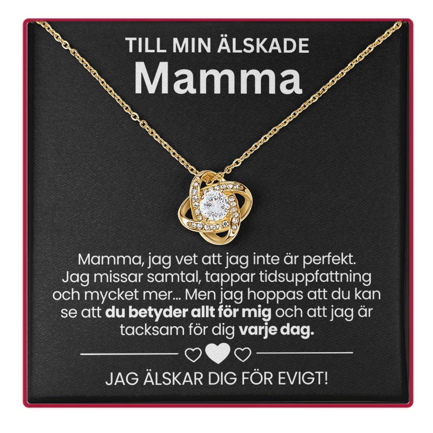 Till Min Mamma - Evig Rosbox - Med Love Knot Halsband & Äkta Ros