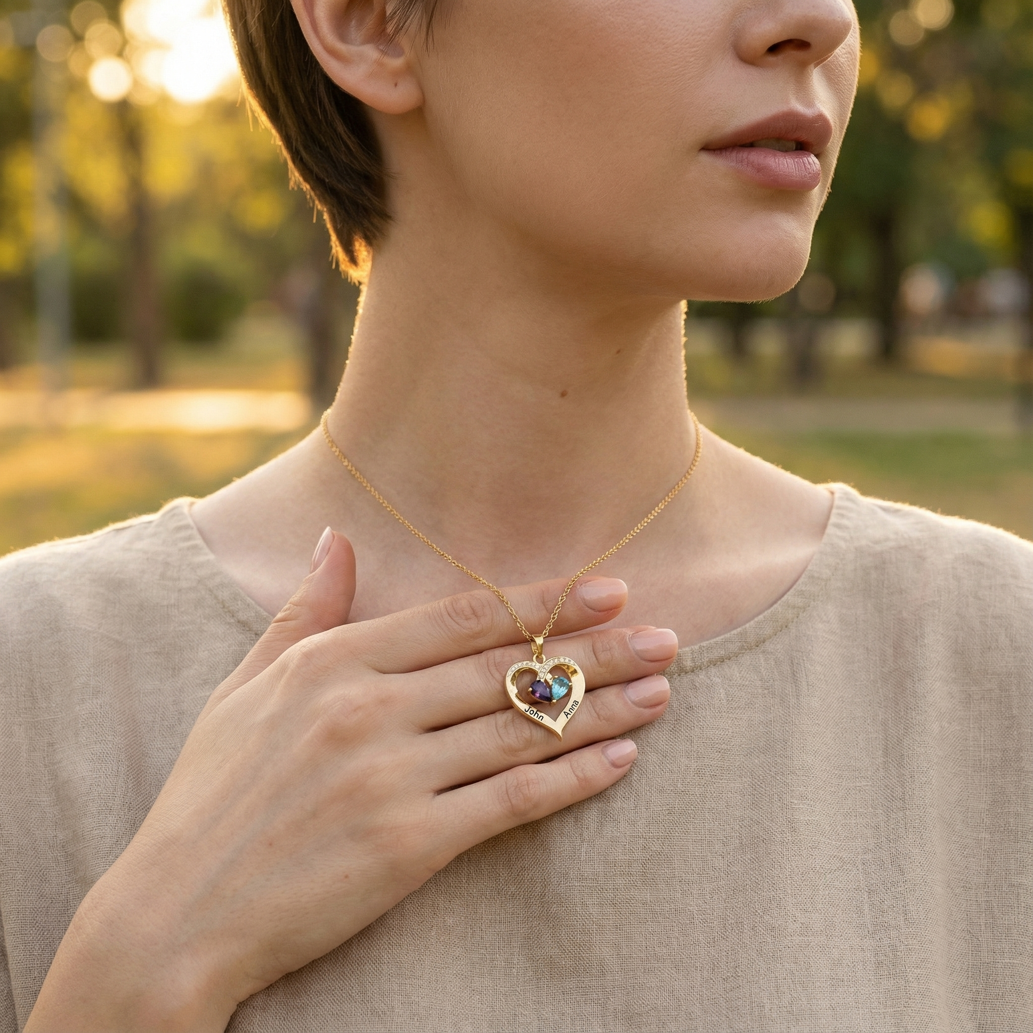 Till Min Fru – Hjärtformat Halsband Med Födelsesten