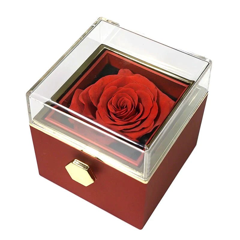 Eternal Rose Box - Med Hjärtfoto Projektionshalsband och Äkta Ros