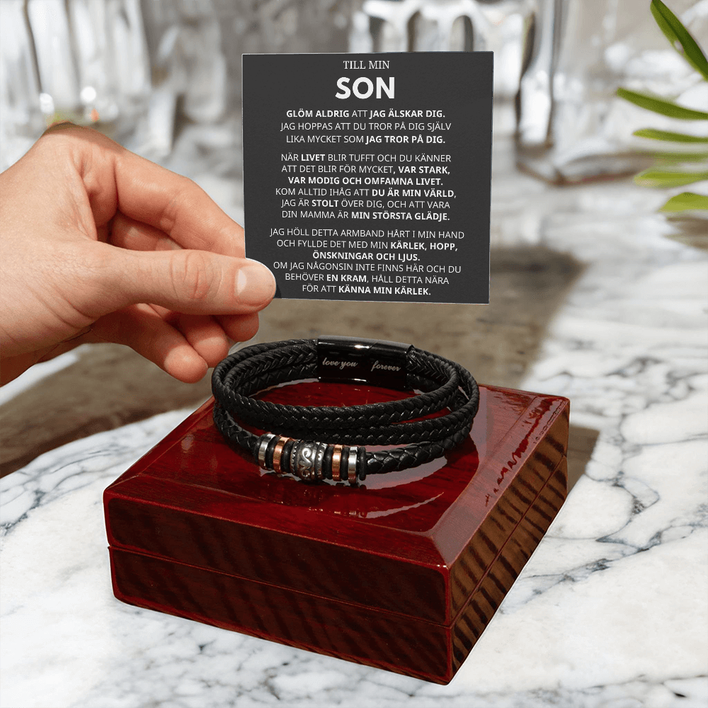 Till min son – Tro på dig själv – Läderarmband